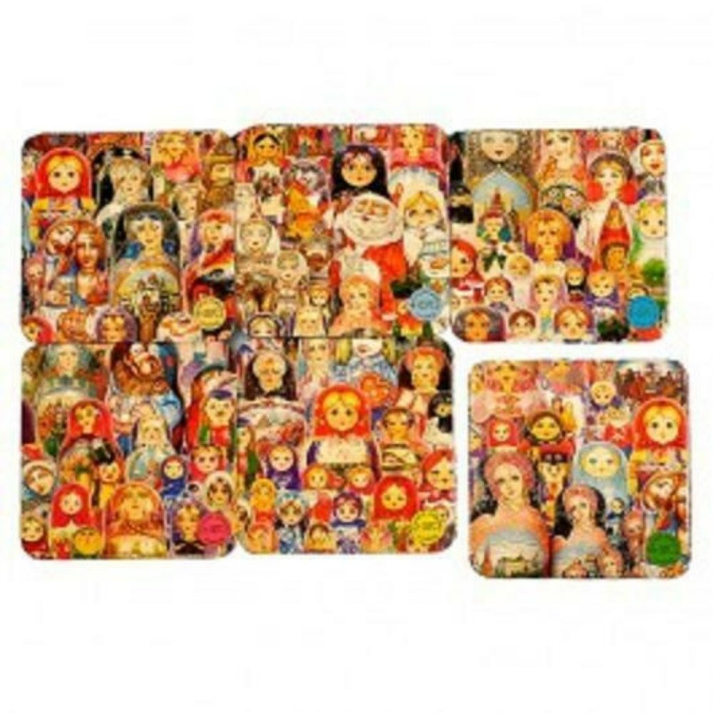NWT Cardboard Coaster 6-Pcs Set Russian Matryoshka Design Imported